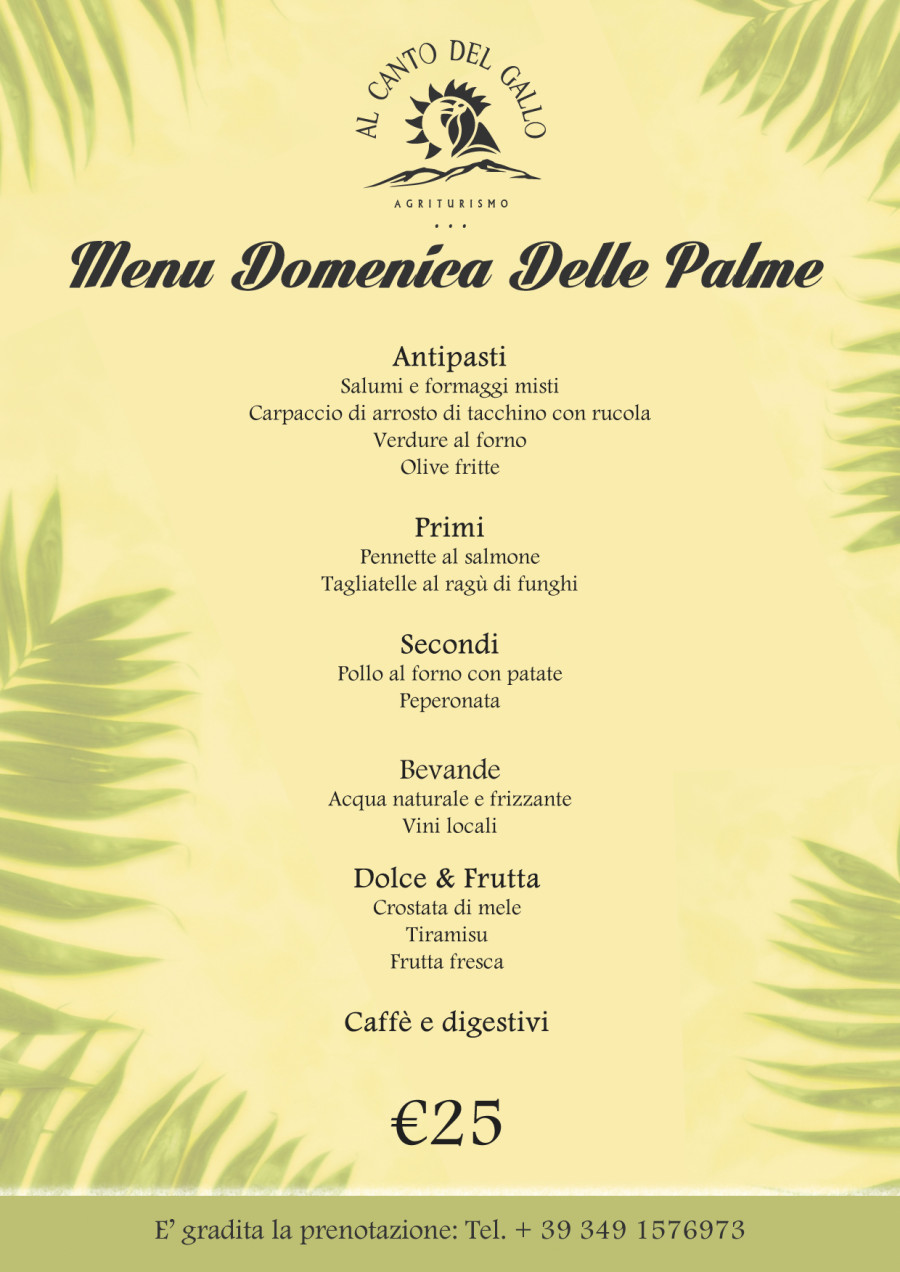 Menu Domenica delle palme