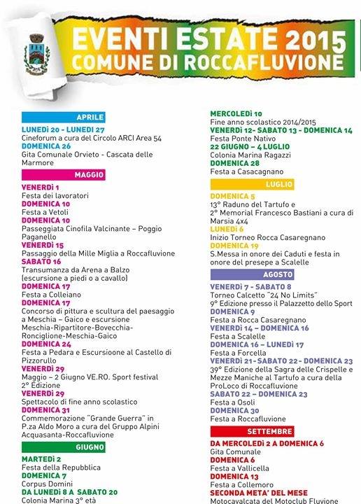 Eventi estivi a Roccafluvione nel 2015