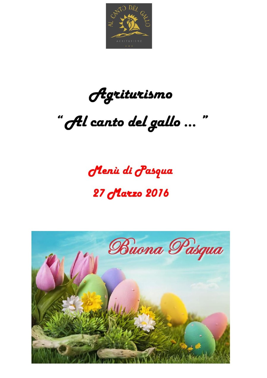 Menù di  Pasqua 27 Marzo 2016 ( pag. 1 )