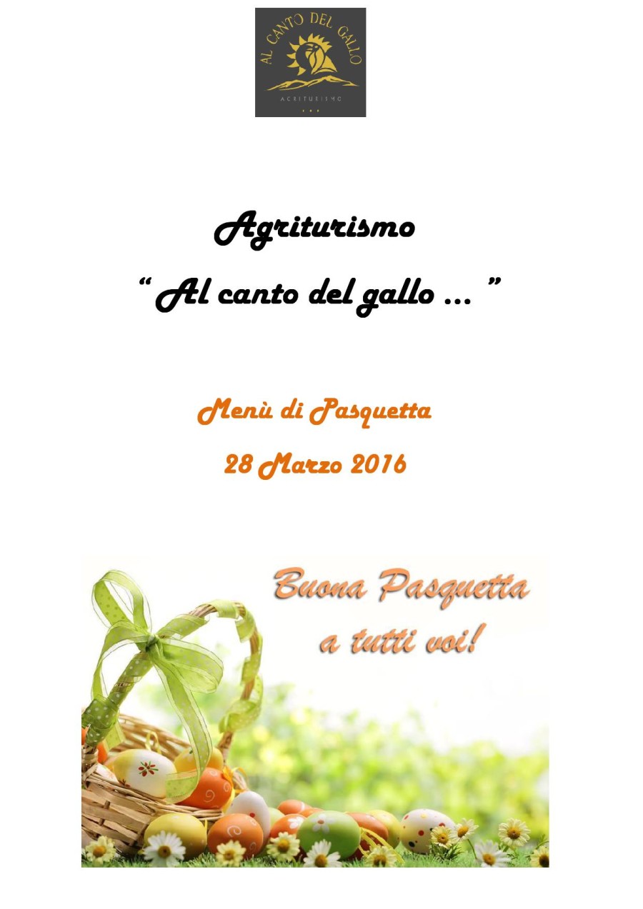 Menù di  Pasquetta 28 Marzo 2016 ( pag. 1)