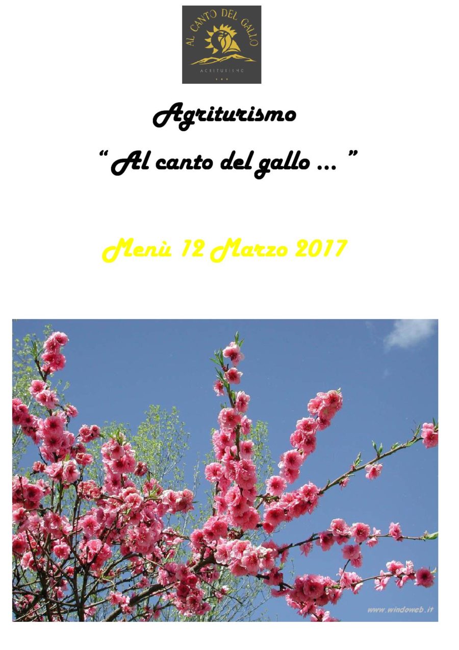 Menù Domenica 12 Marzo 2017 ( pag. 1 )